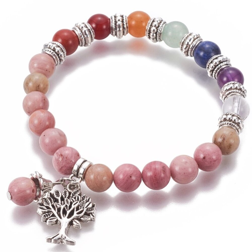 Natural Rhodochrosite Handmade gemstone beaded stretch Bracelet Perfect gift!